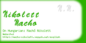 nikolett macho business card
